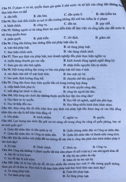 Đáp án các mã đề thi môn Giáo dục công dân kỳ thi THPT Quốc gia 2017 ảnh 5