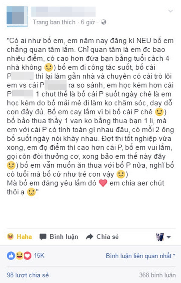 nghin like cho ong bo quyet mo tiec moi ca xom neu con gai dat diem thi cao hon con ong ban - 1
