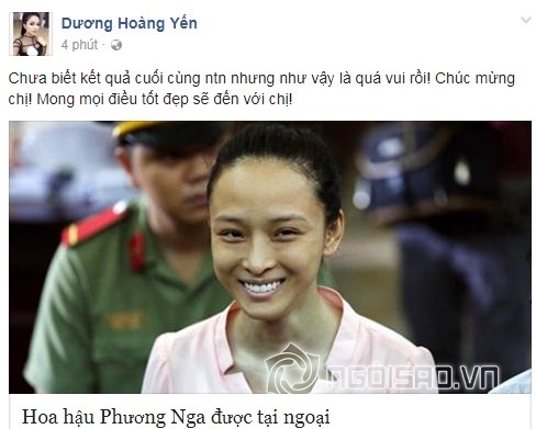 Hoa hậu Phương Nga được tại ngoại, Hoa hậu Phương Nga, sao Việt