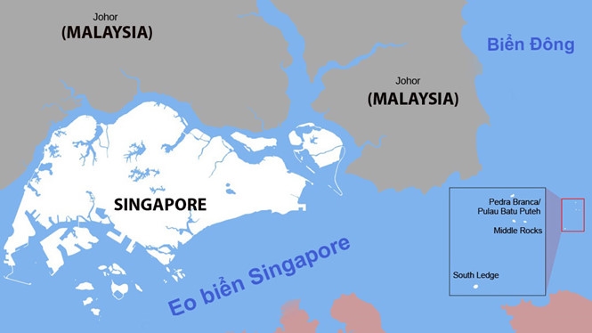 Lược đồ vị trí các khu vực tranh chấp giữa Malaysia và Singapore /// Jappalang