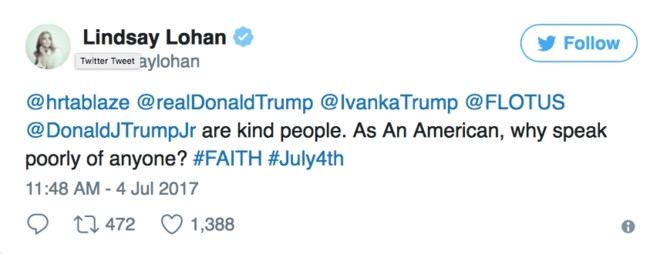 Lindsay Lohan keu goi 'ngung noi xau' Tong thong Donald Trump hinh anh 1