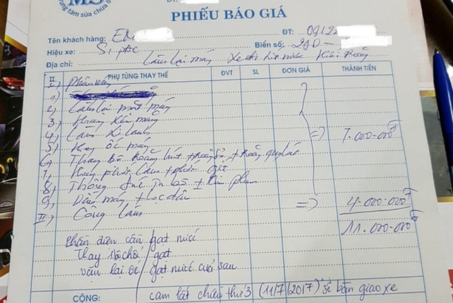  Phiếu báo giá (hoá đơn cho khách) của cơ sở (ảnh nhân vật cung cấp) 