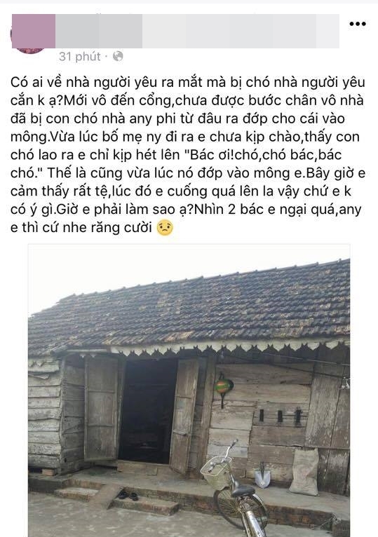 Lần đầu tiên ra mắt nhà chồng sắp cưới, cô gái nhớ đến già vì vừa đến cổng đã bị... chó cắn mông - Ảnh 1.