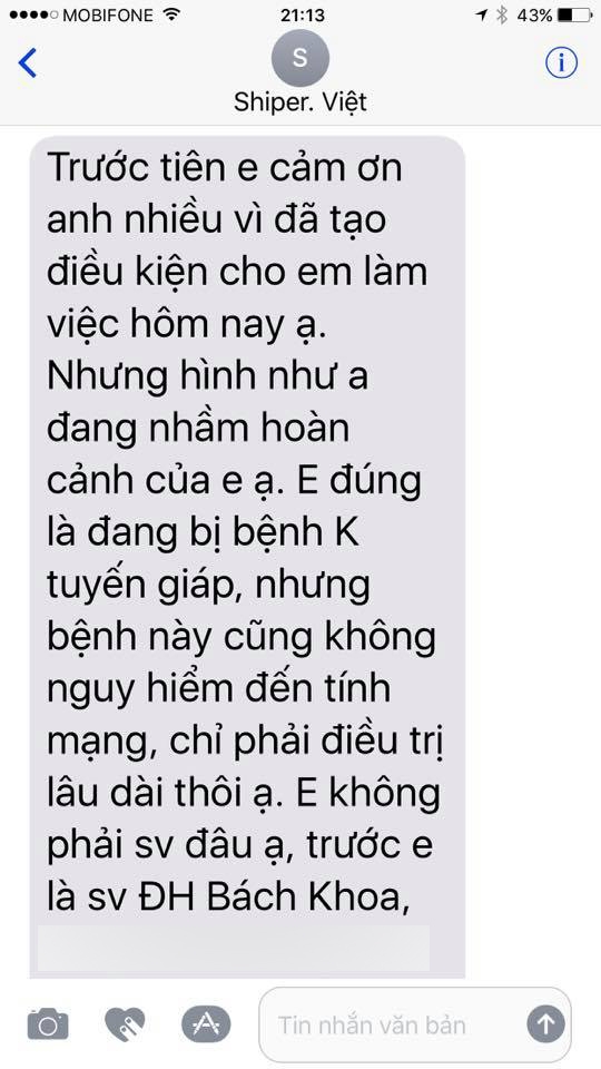 Câu chuyện đẹp: Chàng shipper trẻ mắc bệnh ung thư và lời cảm ơn xúc động khi được khách tặng 300k - Ảnh 2.