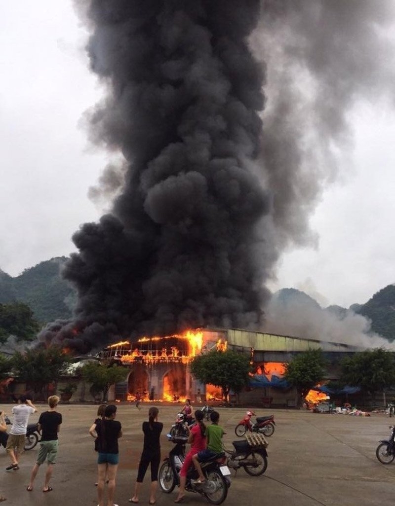 cháy chợ,hỏa hoạn,cháy chợ Tân Thanh,chợ Tân Thanh,Lạng Sơn,cháy ở Lạng Sơn,cửa khẩu Tân Thanh