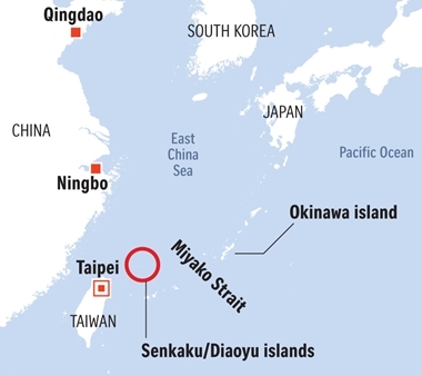 Vị trí eo biển Miyako. Đồ họa: Reuters.