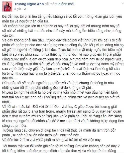 truong ngoc anh buc xuc len tieng vi bi chi trich hua lam tu thien roi bo hinh anh 2