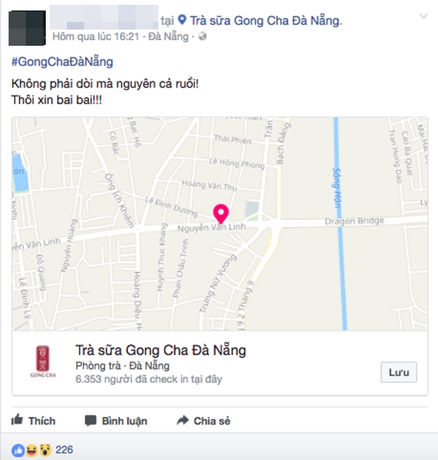 Đà Nẵng: Khách hàng phản ánh cốc trà sữa Gong Cha có ruồi, đại diện cửa hàng lên tiếng - Ảnh 1.