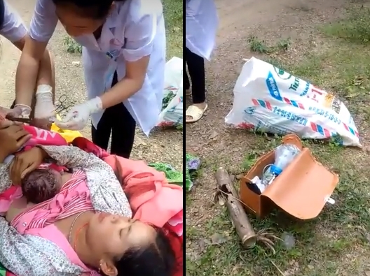Xôn xao hình ảnh bác sĩ đỡ đẻ ngay giữa đường do sản phụ đau quằn quại, bé gái đã nhô đầu - Ảnh 2.