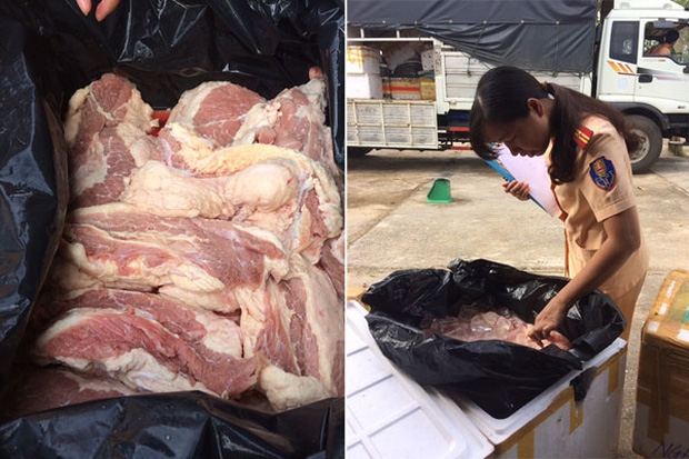 Xe ô tô chở 315 kg thịt bò bốc mùi ra Hà Nội tiêu thụ - Ảnh 1.