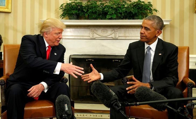  Ông Obama và ông Trump gặp nhau tại Nhà Trắng hồi năm ngoái (Ảnh: Reuters) 