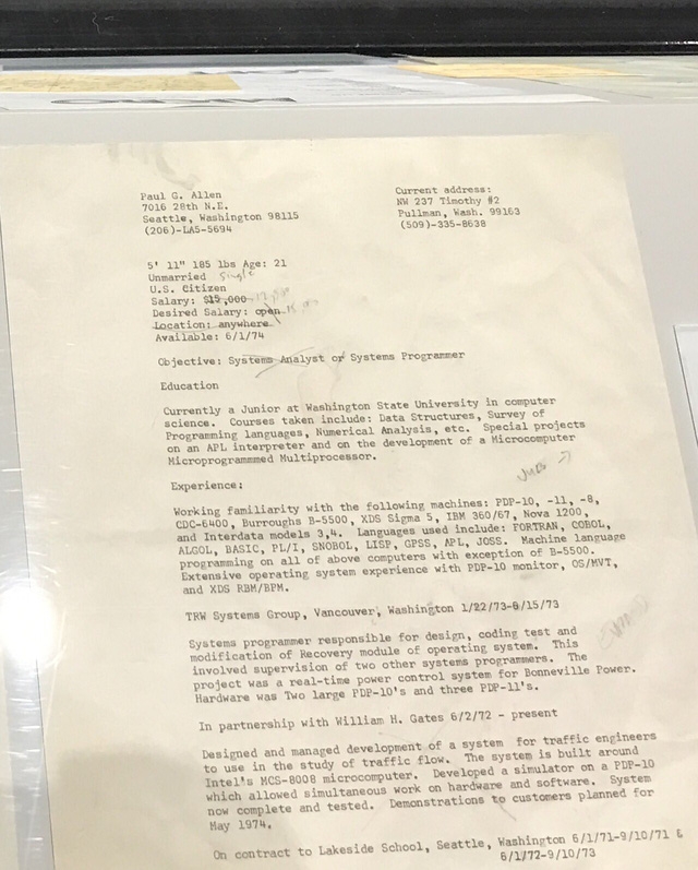 CV của Paul Allen - nhà đồng sáng lập Microsoft