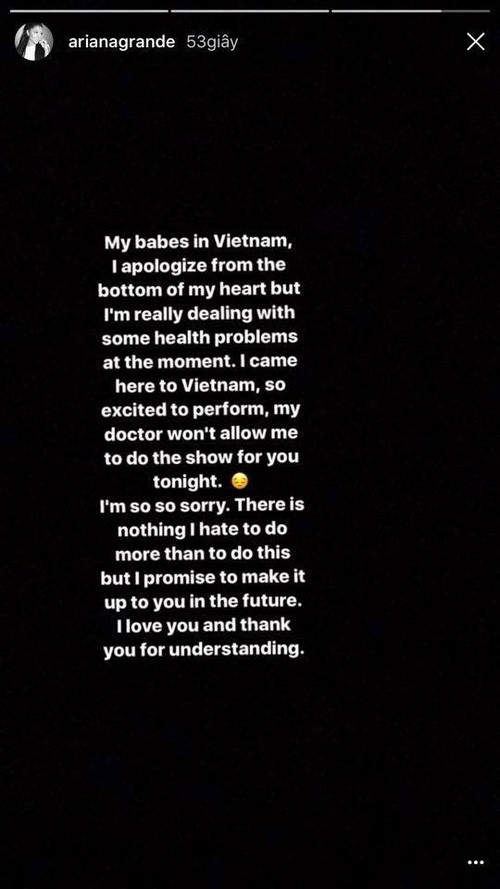 'Ariana Grande coi thuong fan Viet khi huy show qua Instagram' hinh anh 1
