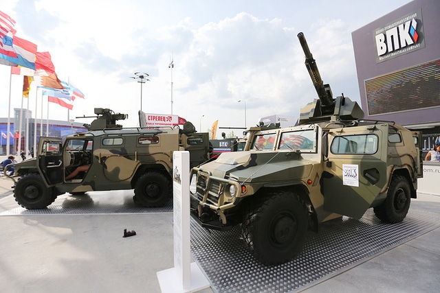Các xe bọc thép trinh sát tấn công được đưa tới trưng bày tại công viên quân sự Patriot ở ngoại ô thủ đô Moscow trong khuôn khổ triển lãm Army 2017