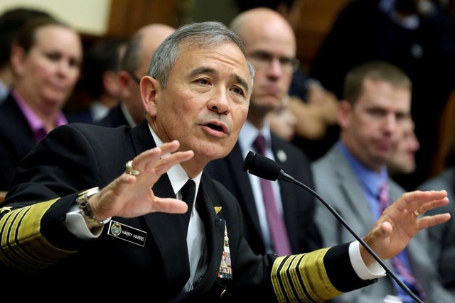  Tư lệnh Bộ chỉ huy Thái Bình Dương của Mỹ Harry Harris (Ảnh: Reuters) 