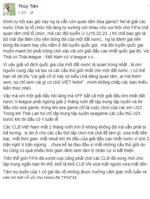 Thuy Tien: 'SEA Games chi la giai dau hoi lang, sao phai quan tam?' hinh anh 1