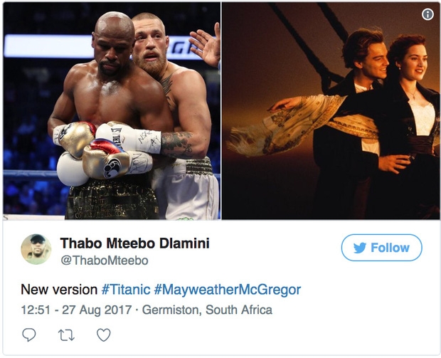 Khoảnh khắc tình cảm của Floyd Mayweather và Conor McGregor khiến nhiều người liên tưởng đến cảnh phim kinh điển của Titanic - Ảnh 4.