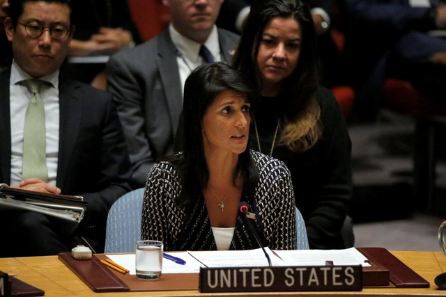 Đại sứ Mỹ tại Liên Hợp Quốc Nikki Haley (Ảnh: Reuters)