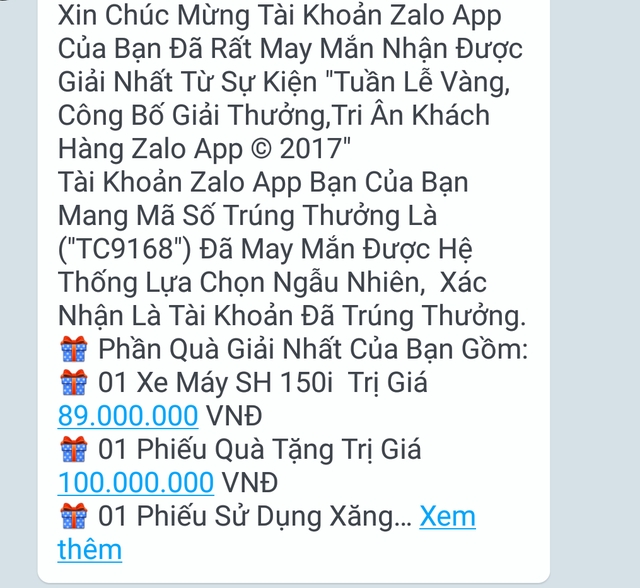 Nhiều người bị lừa đảo về việc trúng thưởng thông qua điện thoại, facebook.