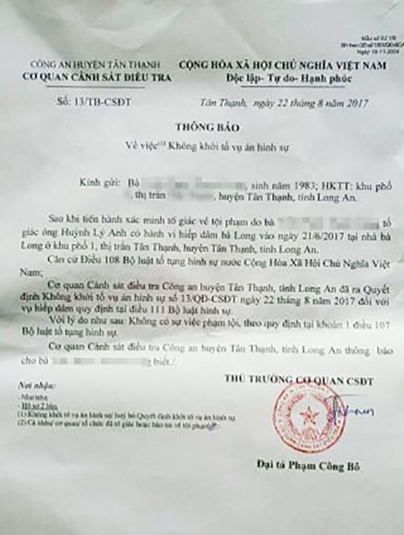 Quyết định không khởi tố vụ án của cơ quan điều tra