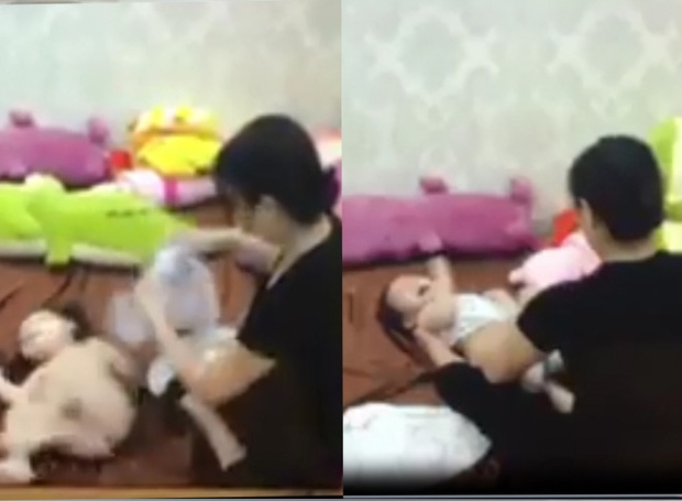  Hà Nội: Đi vắng cả ngày về xem lại camera mẹ chết lặng phát hiện giúp việc quăng quật con thế này - Ảnh 1.