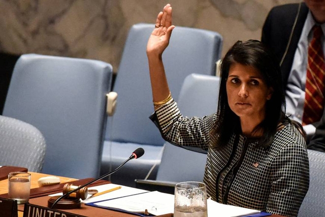  Đại sứ Mỹ tại Liên Hợp Quốc Nikki Haley (Ảnh: Reuters) 