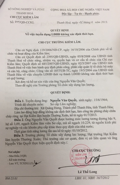 kiểm lâm, Thanh Hoá