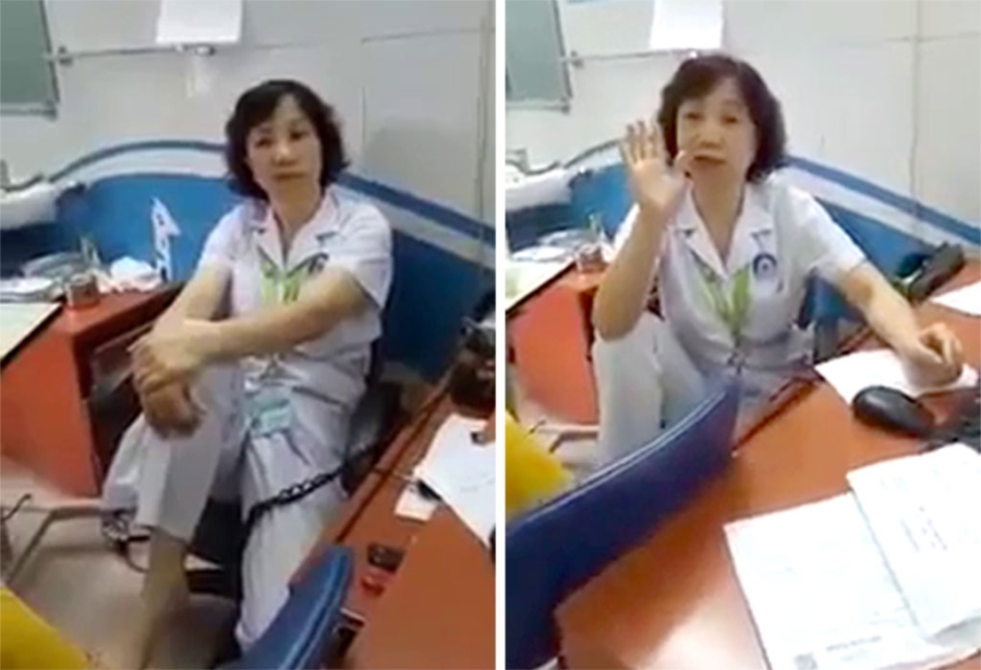 Bộ Y tế lên tiếng về bác sĩ gác chân trước người nhà bệnh nhân - Ảnh 1.