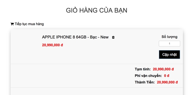 Giá đặt mua iPhone 8 xách tay đang được các cửa hàng chào bán ở mức 21 triệu đồng