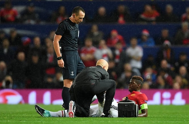 Pogba sẽ vắng mặt trong vài trận đấu của M.U /// AFP