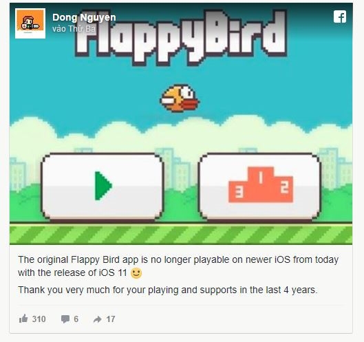 iOS 11 chinh thuc ngung ho tro Flappy Bird hinh anh 1