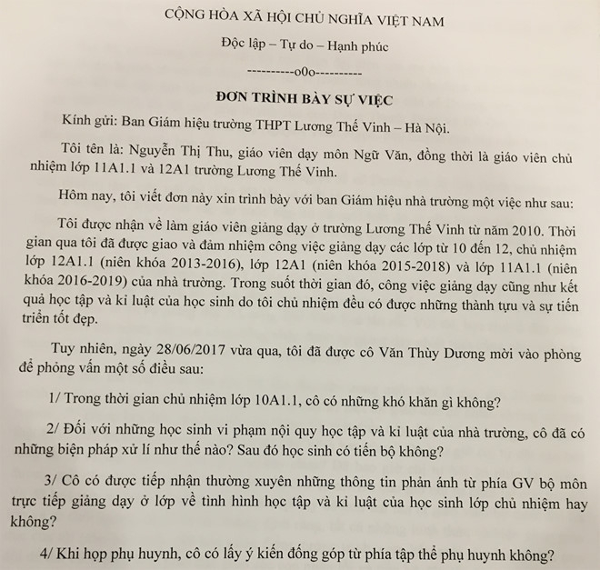 Tuong trinh cua co giao bi to 'giao duc khong co tinh nguoi' hinh anh 1