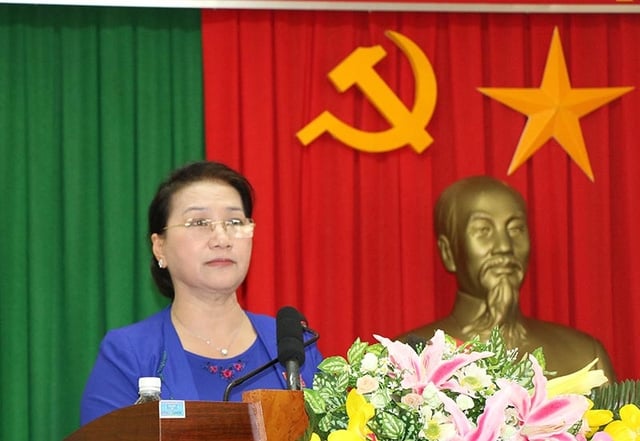 Chủ tịch QH Nguyễn Thị Kim Ngân tại buổi tiếp cử tri quận Ninh Kiều, TP Cần Thơ chiều 26/9