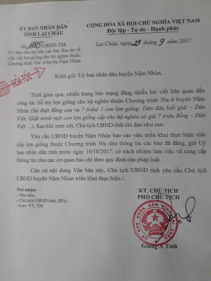 Chủ tịch UBND tỉnh Lai Châu: Kiểm tra khẩn vụ 7 triệu/con lợn giống hình ảnh 2 chu tich ubnd tinh lai chau: kiem tra khan vu 7 trieu/con lon giong hinh anh 2