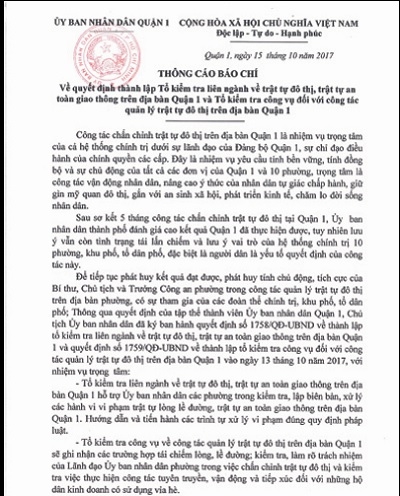 Đoàn Ngọc Hải, dẹp vỉa hè, quận 1,