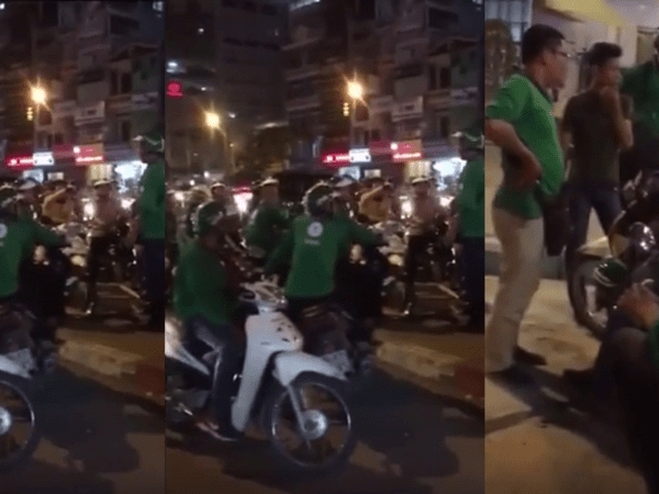 Kết quả hình ảnh cho Tài xế GrabBike tụ tập