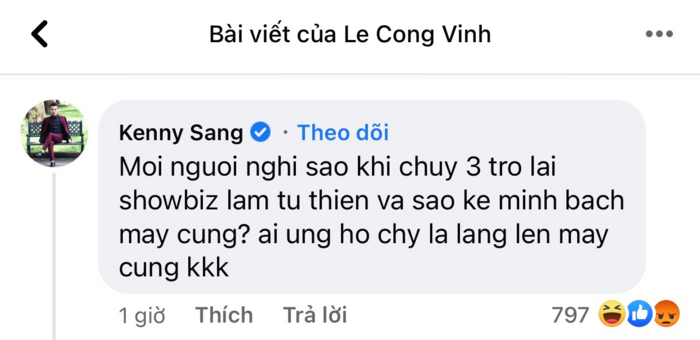 Kenny Sang bất ngờ có phát ngôn gây chú ý và muốn trở lại showbiz, bị chỉ trích vì 'đu fame' Công Vinh - 1