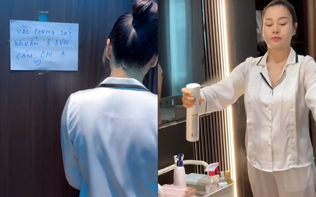 Phương Oanh yêu cầu sát khuẩn 3 bước mới được vào phòng con nhỏ, cộng đồng mạng xôn xao phản ứng trái chiều - 1