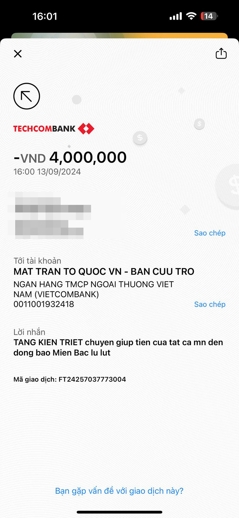 Chàng trai chuyển nhầm tiền nhận bão ‘like’ sau sao kê của MTTQ Việt Nam - 2