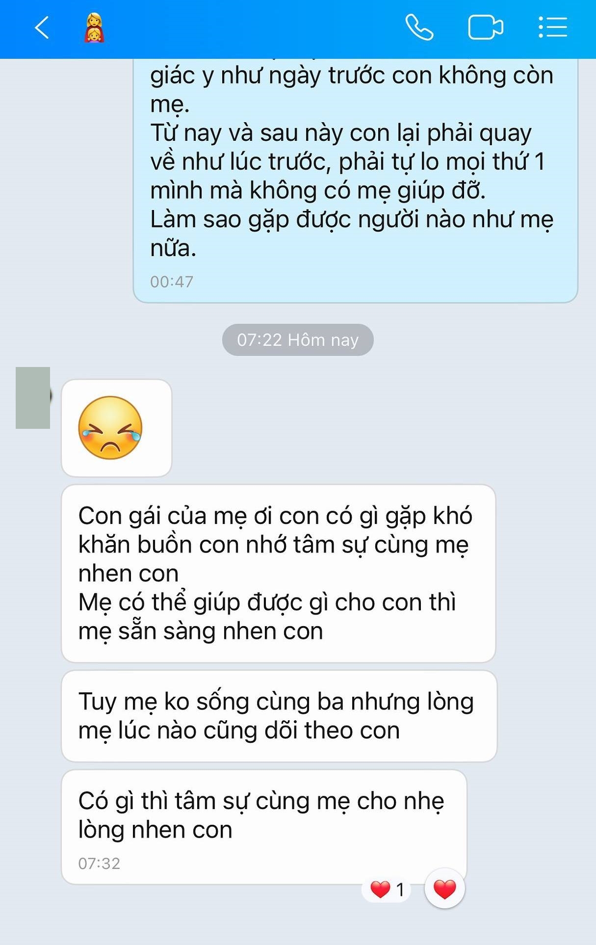 Đoạn tin nhắn giữa mẹ kế và con riêng của chồng