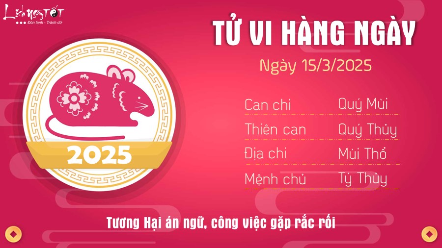 Tử vi thứ 7 ngày 15/3/2025 của 12 con giáp: Sửu khó nắm bắt, Tuất thất thường