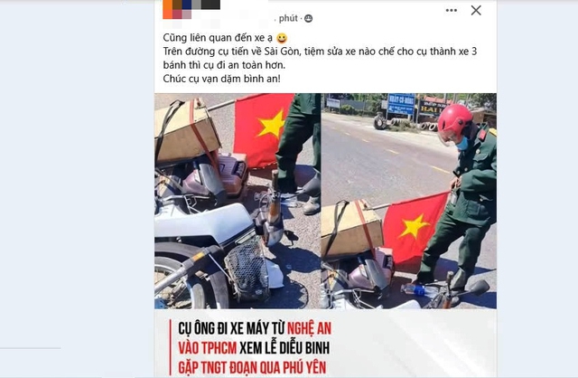 Thực hư chuyện cụ ông từ Nghệ An đi xe máy vào TP HCM xem diễu hành bị tai nạn ở Phú Yên Thực hư chuyện cụ ông từ Nghệ An đi xe máy vào TP HCM xem diễu hành bị tai nạn ở Phú Yên