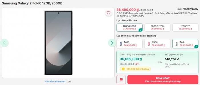 Chốt ngay Galaxy Z Fold6 fullbox giảm liền tay 8 triệu, màn hình cực lớn thỏa sức xem phim, lướt web - 1